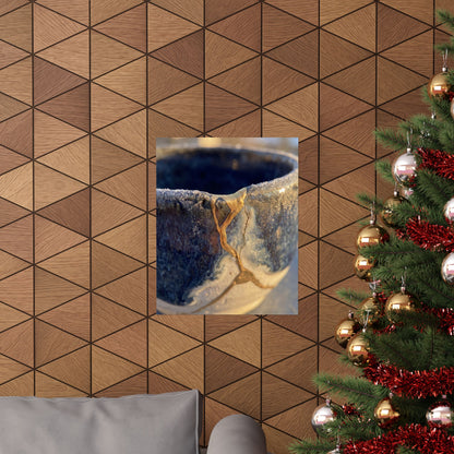 Kintsugi Ceramic Bowl in Golden Hour | Gold Vein Wall Art Print