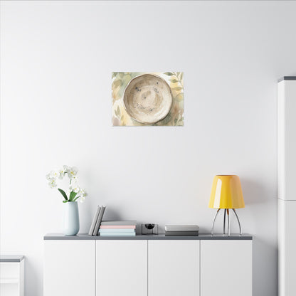 Ceramic Bowl Watercolor Canvas Art | Warm Japandi Art