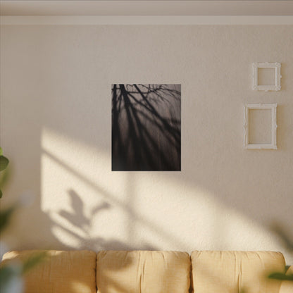 Dark Japandi Shadow Play in Dawn | Moody Minimal Canvas Art