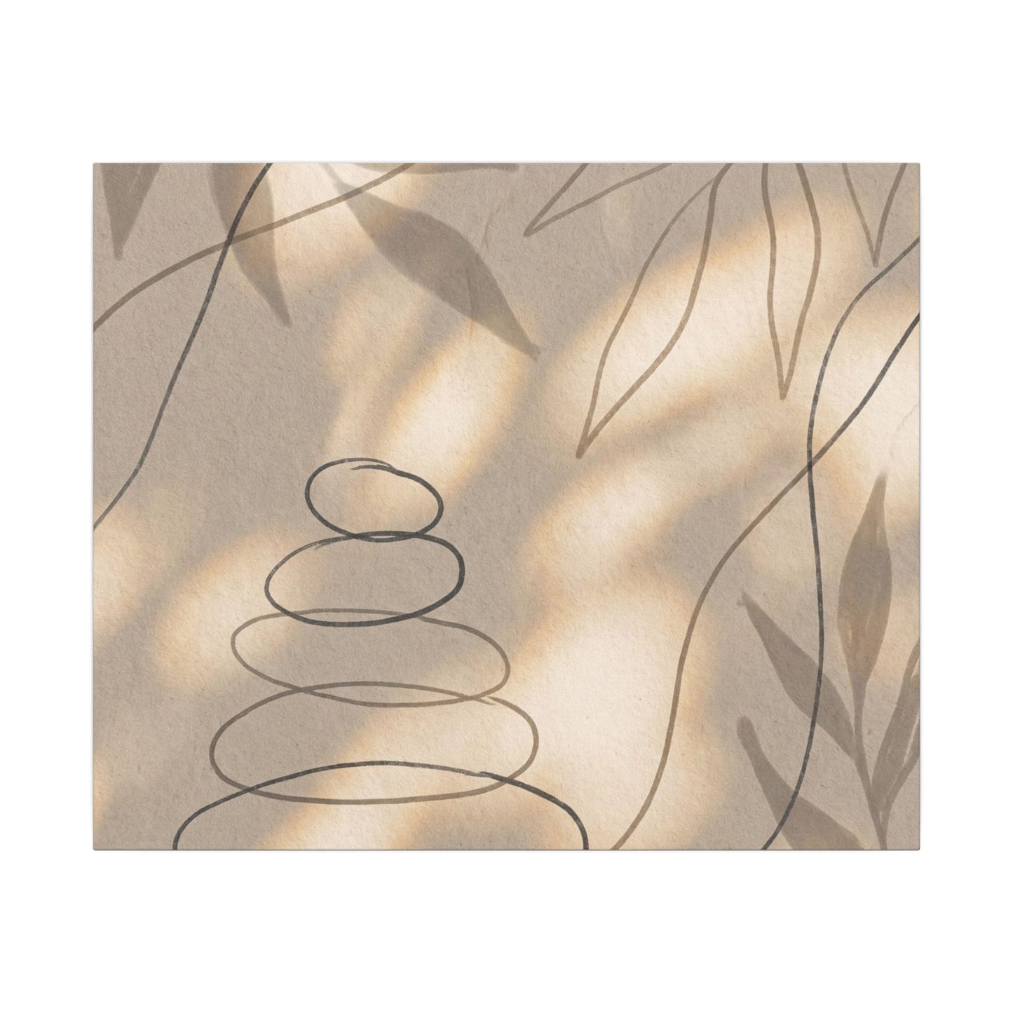 River Stones Minimal Line Canvas Art | Earthy Japandi Art