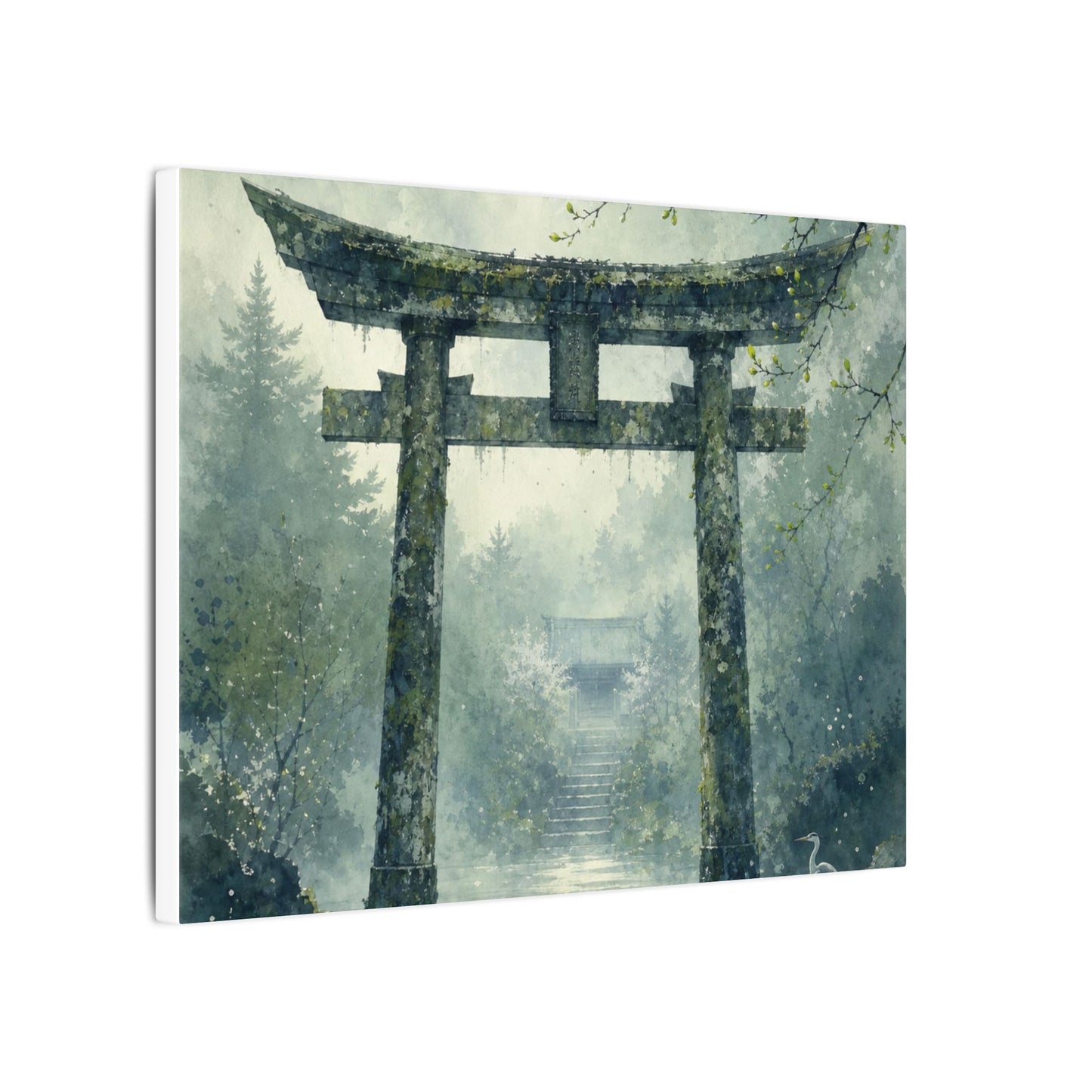 Earthy Torii Gate Canvas Art - Watercolor Japandi