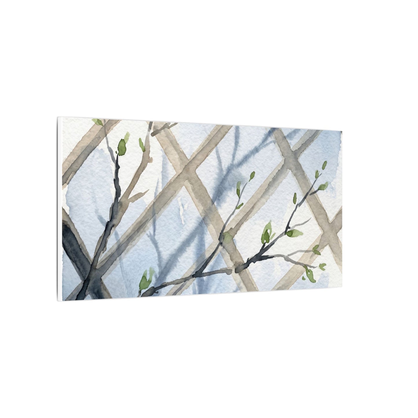 Shoji Screen Canvas Art | Spring Japandi Watercolor Art