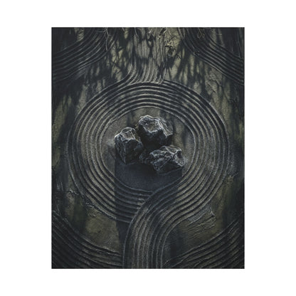 Moody Rock Garden Canvas Art - Dark Texture Dark Japandi