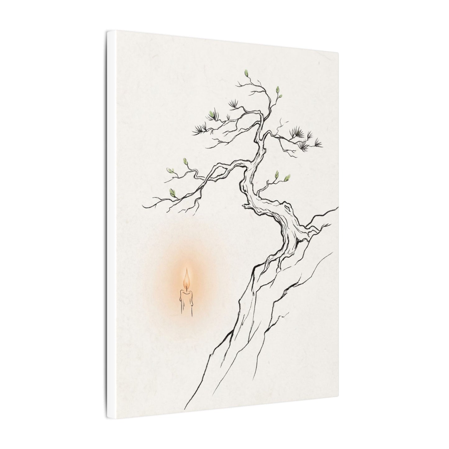 Candlelight Pine Tree Canvas Art - Japandi Shibui