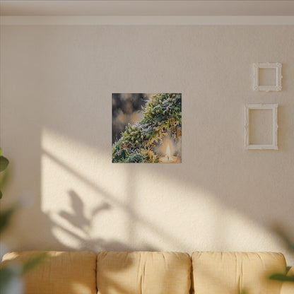 Winter Moss Close Up Watercolor Canvas Art | Neutral Decor
