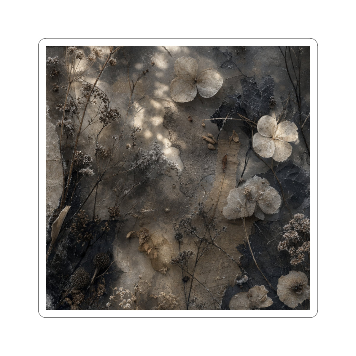 Dried Flowers Texture Sticker | Neutral Japandi Art