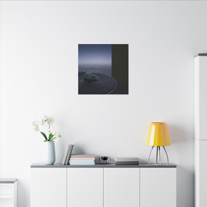 Ma Rock Garden Canvas Art - Dark Japandi Moody Minimal