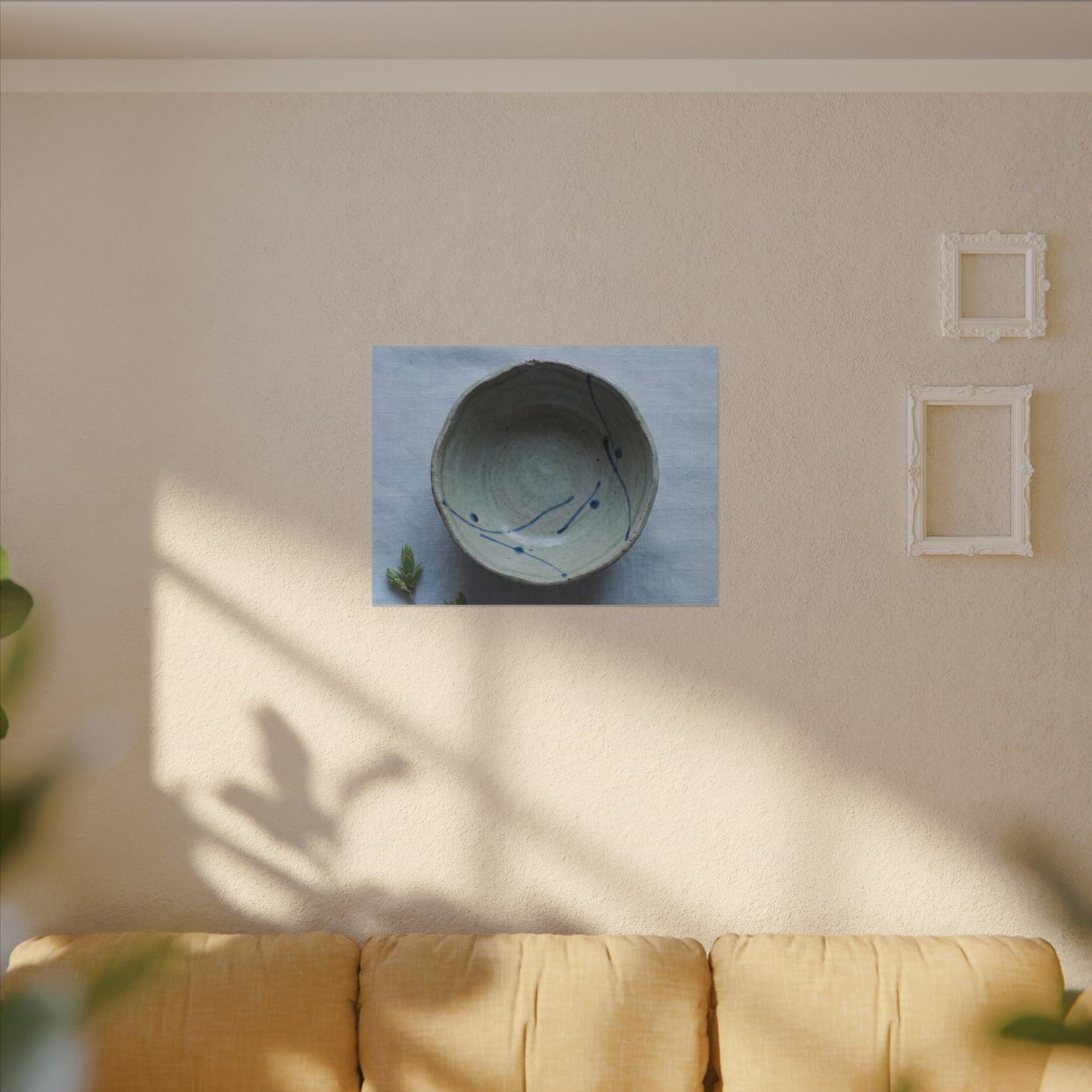 Spring Ceramic Bowl Minimal Line Canvas Art | Warm Decor