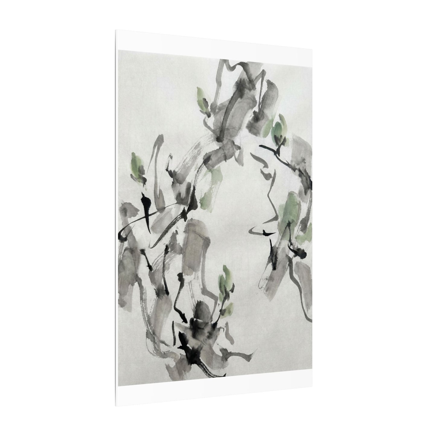 Zen Ink Brushstroke in Overcast | Sumi E Canvas Art