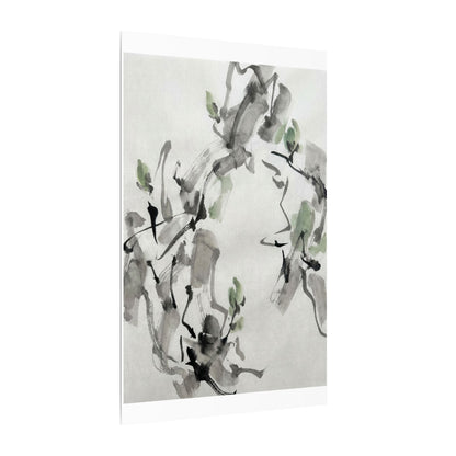 Zen Ink Brushstroke in Overcast | Sumi E Canvas Art