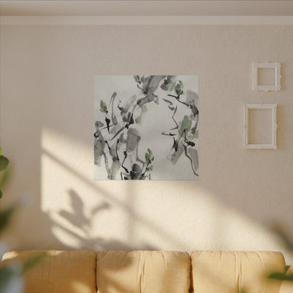 Zen Ink Brushstroke in Overcast | Sumi E Canvas Art