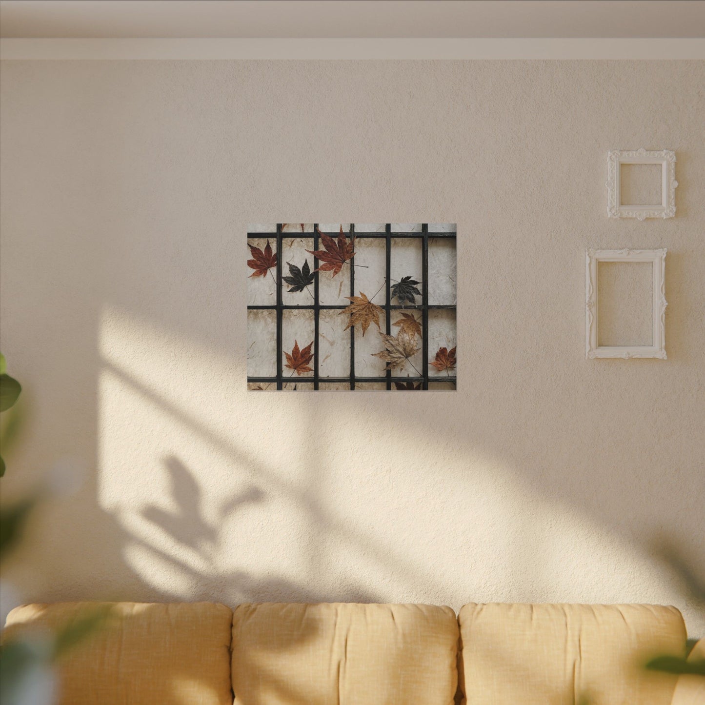 Japandi Shoji Screen in Overcast | Texture Canvas Art