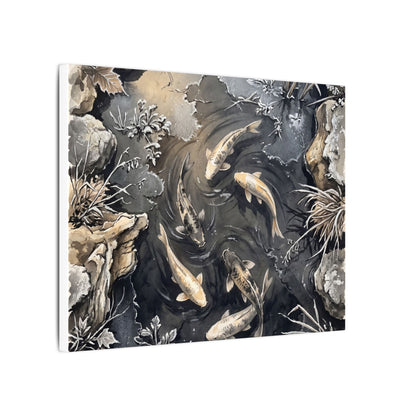 Koi Pond Canvas Art | Winter Japandi Japanese Pattern Art