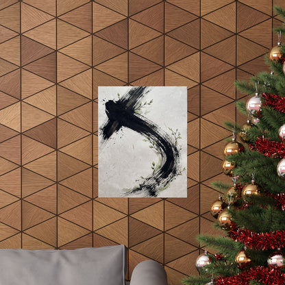 Dark Japandi Ink Brushstroke in Dawn | Moody Minimal Wall Art Print