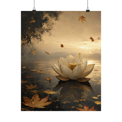 Resilient Lotus Flower Wall Art Print - Gold Vein Kintsugi