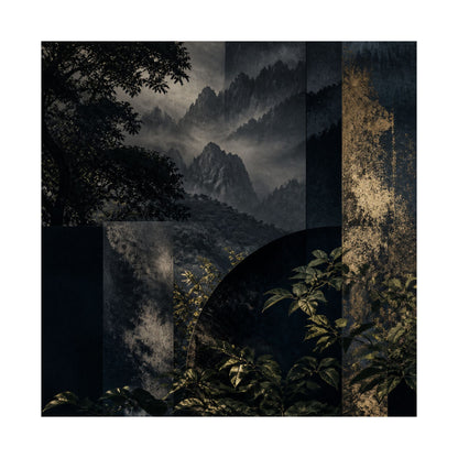 Fukinsei Mountain Mist Wall Art Print - Dark Japandi Moody Minimal