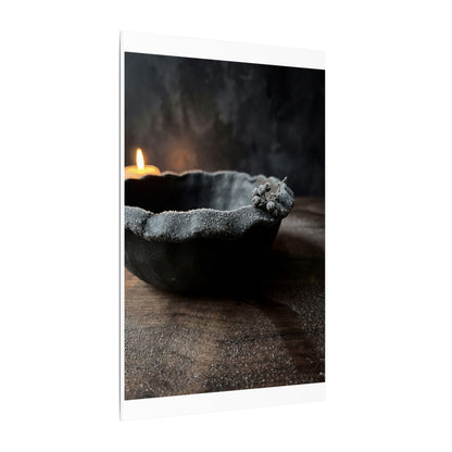 Ceramic Bowl Canvas Art | Winter Dark Japandi Shadow Zen Art