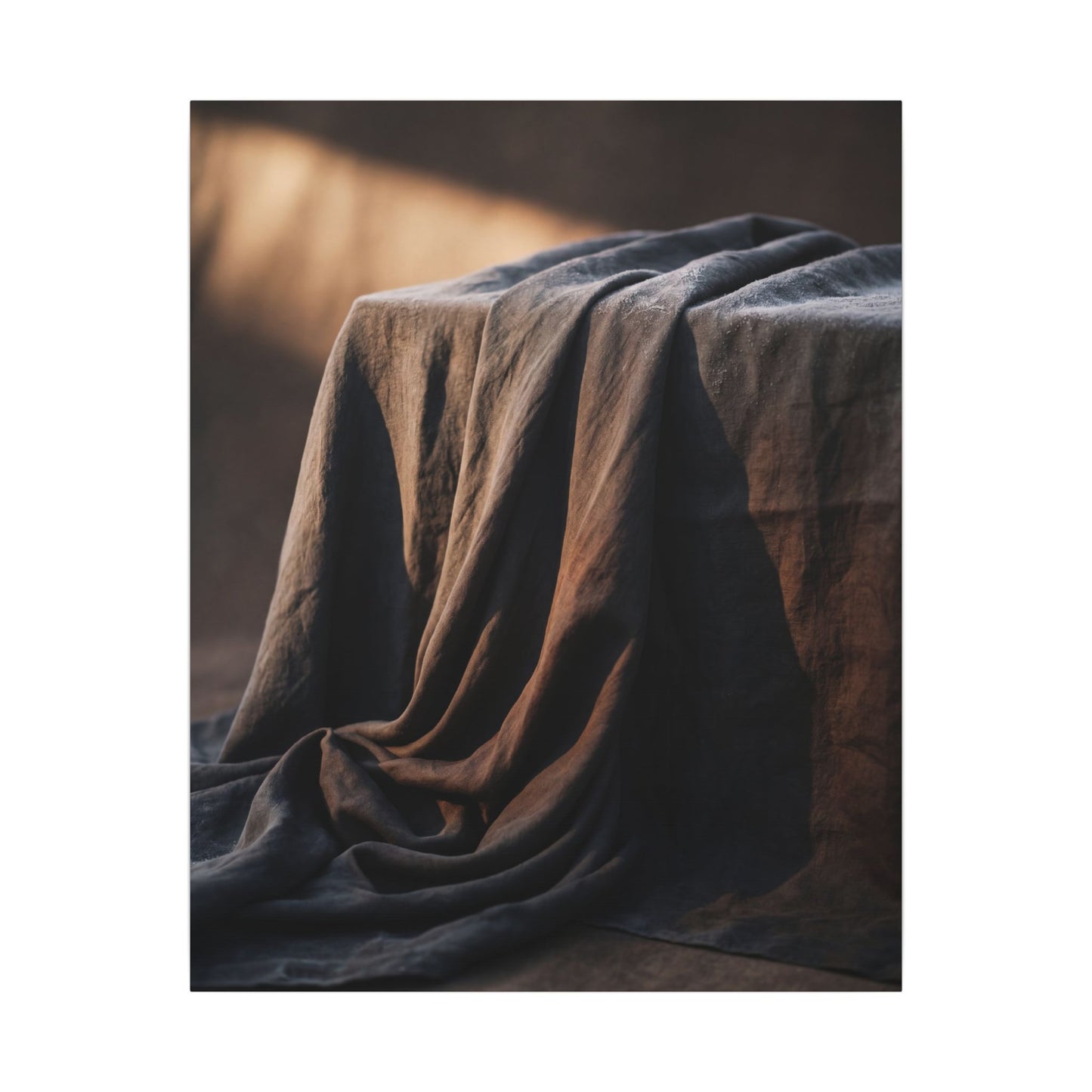 Silk Drape Canvas Art | Winter Dark Japandi Shadow Zen Art