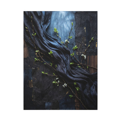 Spring Silk Drape Dark Texture Canvas Art | Atmospheric Decor