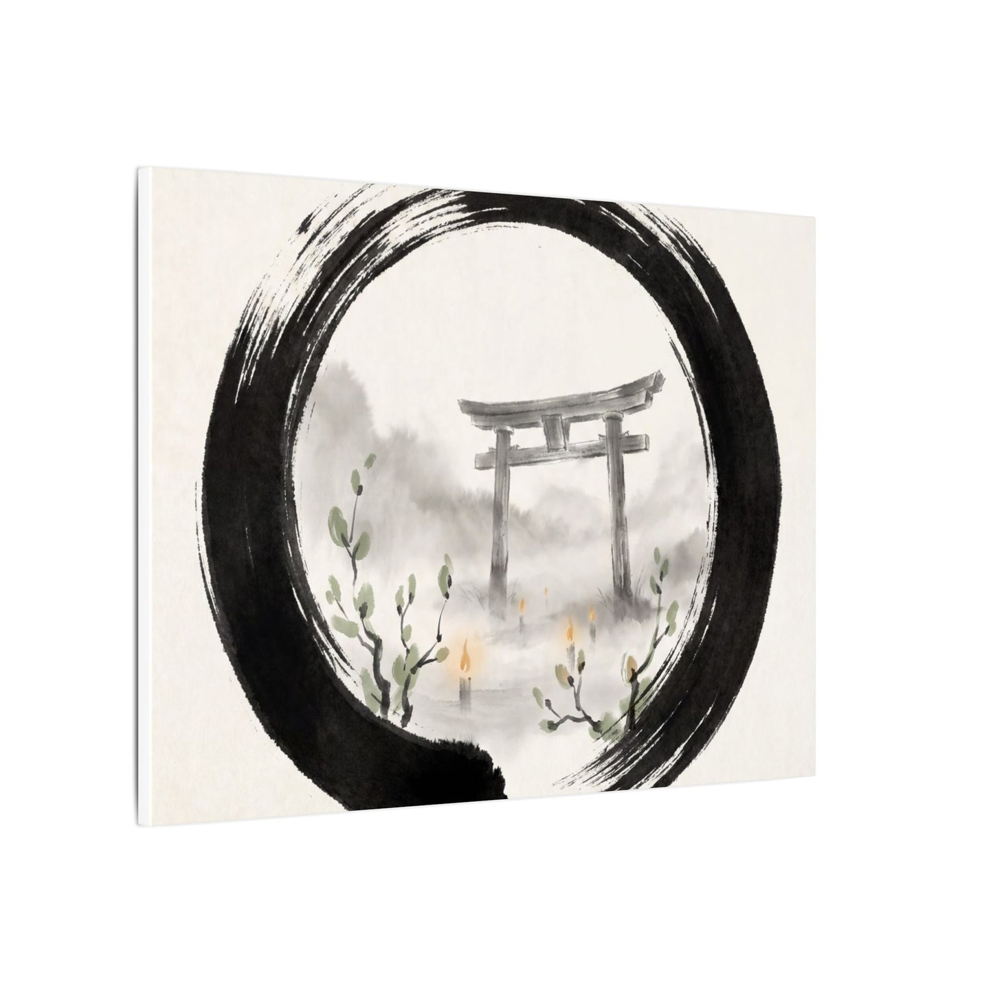 Spring Torii Gate Enso Canvas Art | Tranquil Decor