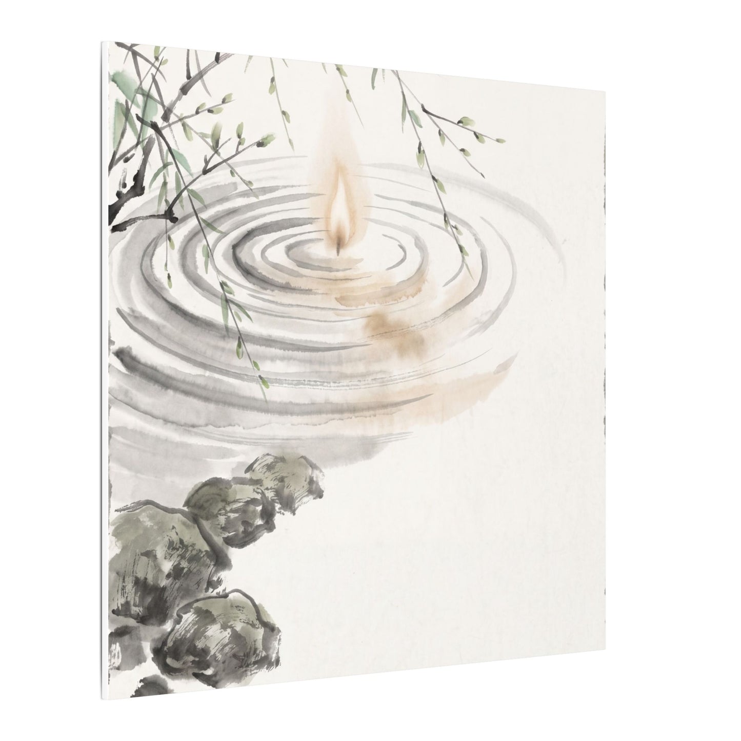 Water Ripple Sumi E Canvas Art | Tranquil Zen Art