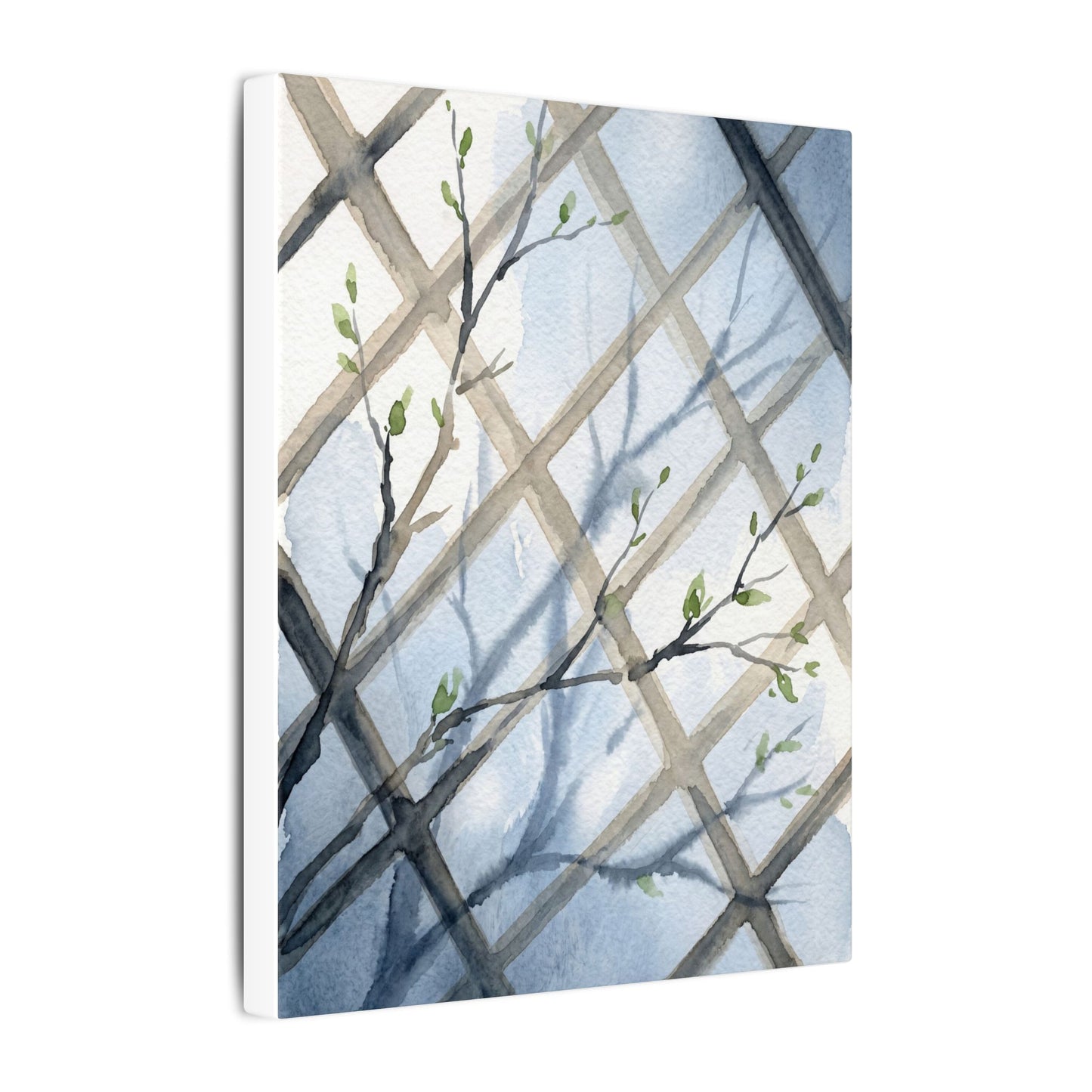 Shoji Screen Canvas Art | Spring Japandi Watercolor Art