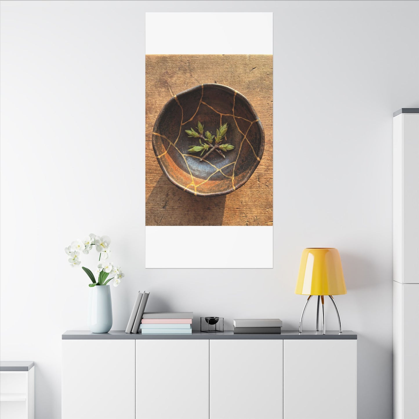 Ceramic Bowl Gold Repair Canvas Art | Resilient Kintsugi Art