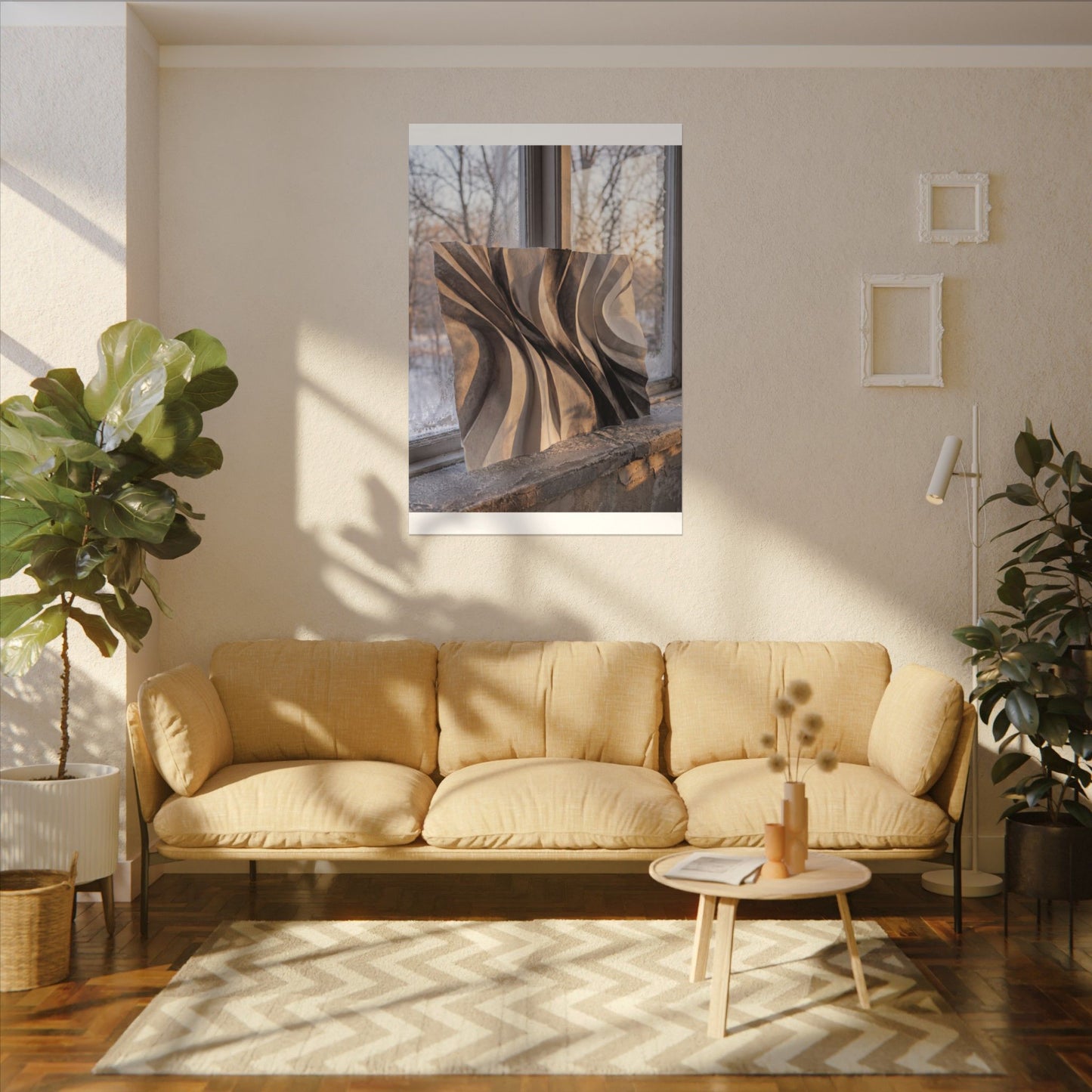 Mono No Aware Paper Fold Canvas Art - Japandi Minimal Line