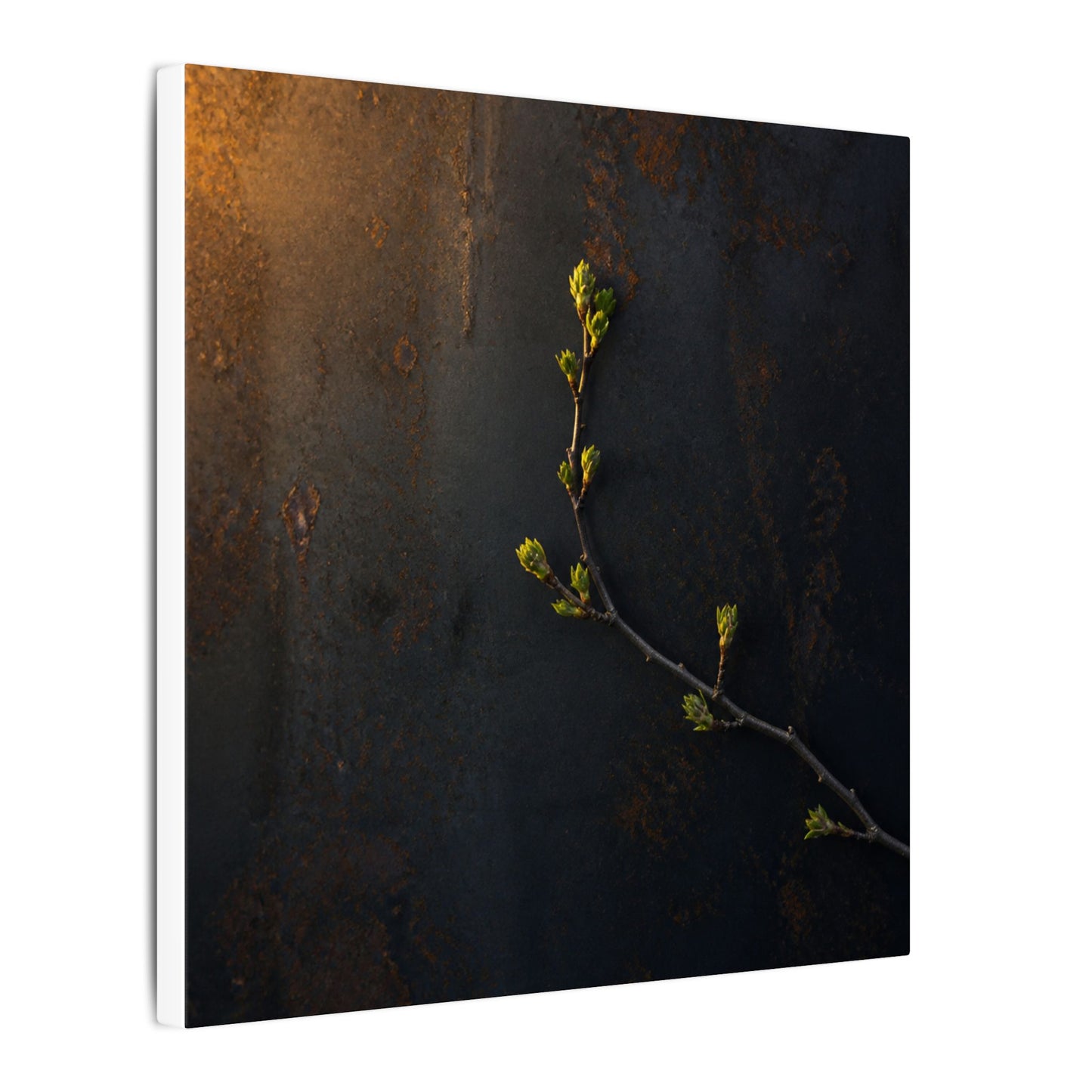 Dark Japandi Rust Patina in Golden Hour | Moody Minimal Canvas Art
