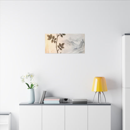 Winter Mountain Mist Herbarium Canvas Art | Earthy Decor