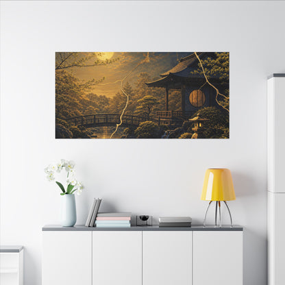 Spring Moonlit Garden Gold Vein Canvas Art | Resilient Decor
