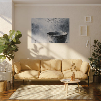 Seijaku Ceramic Bowl Canvas Art - Zen Sumi E