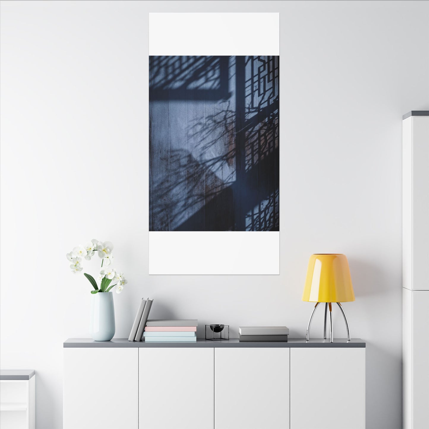 Shadow Play Moody Minimal Canvas Art | Moody Dark Japandi Art