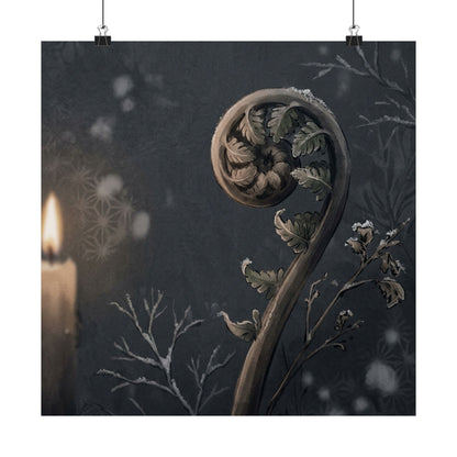 Fern Unfurling Japanese Pattern Wall Art Print | Warm Japandi Art