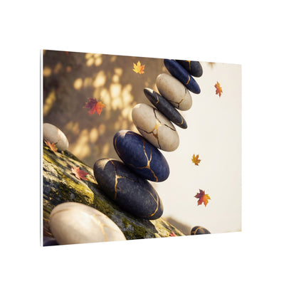 Ma River Stones Canvas Art - Kintsugi Gold Vein