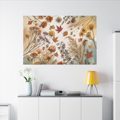 Dried Flowers Canvas Art | Autumn Japandi Watercolor Art