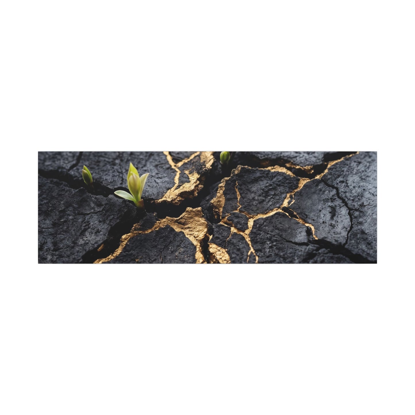 Ma Cracked Earth Canvas Art - Dark Japandi Charcoal Ink