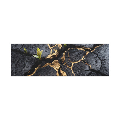 Ma Cracked Earth Canvas Art - Dark Japandi Charcoal Ink