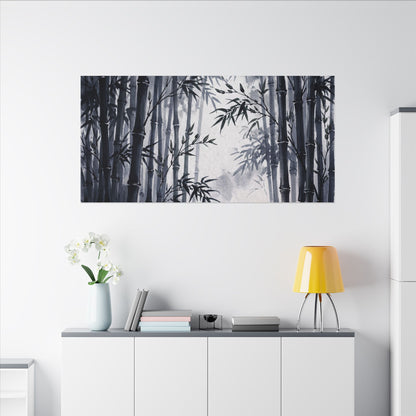 Tranquil Bamboo Grove Canvas Art - Sumi E Zen