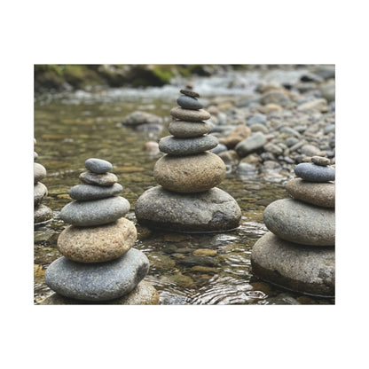 Zen River Stones in Dawn | Karesansui Canvas Art