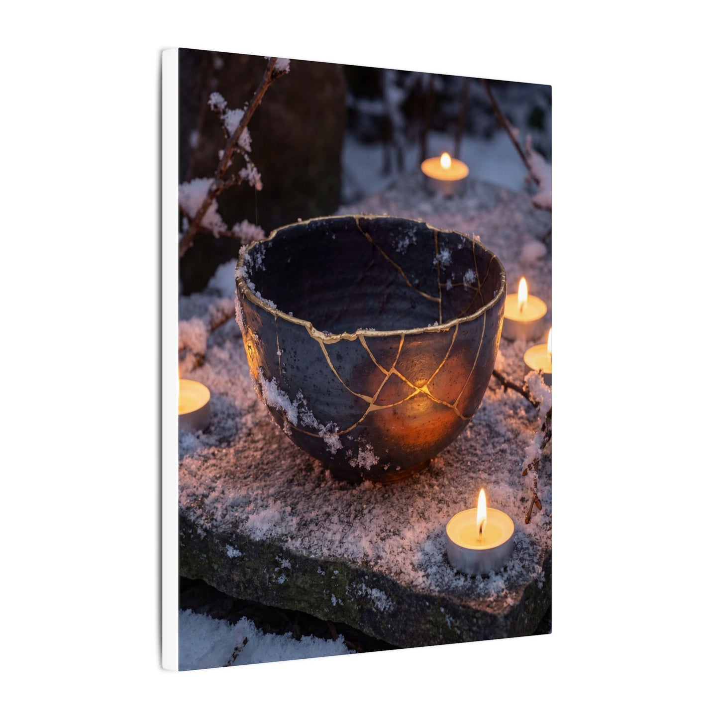 Ceramic Bowl Gold Repair Canvas Art | Beautiful Kintsugi Art