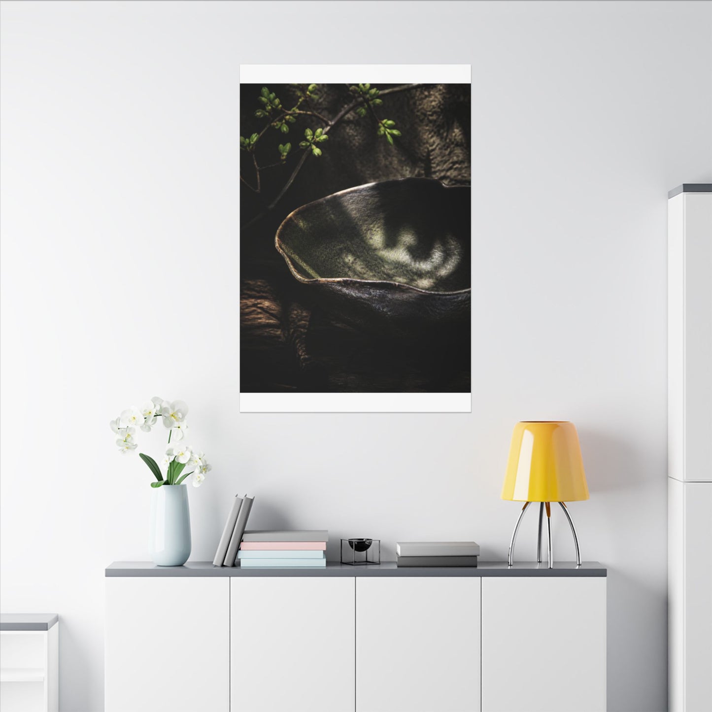 Sophisticated Ceramic Bowl Canvas Art - Dark Texture Dark Japandi
