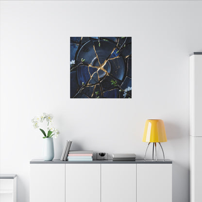Moonlight Broken Pottery Canvas Art - Kintsugi Fukinsei