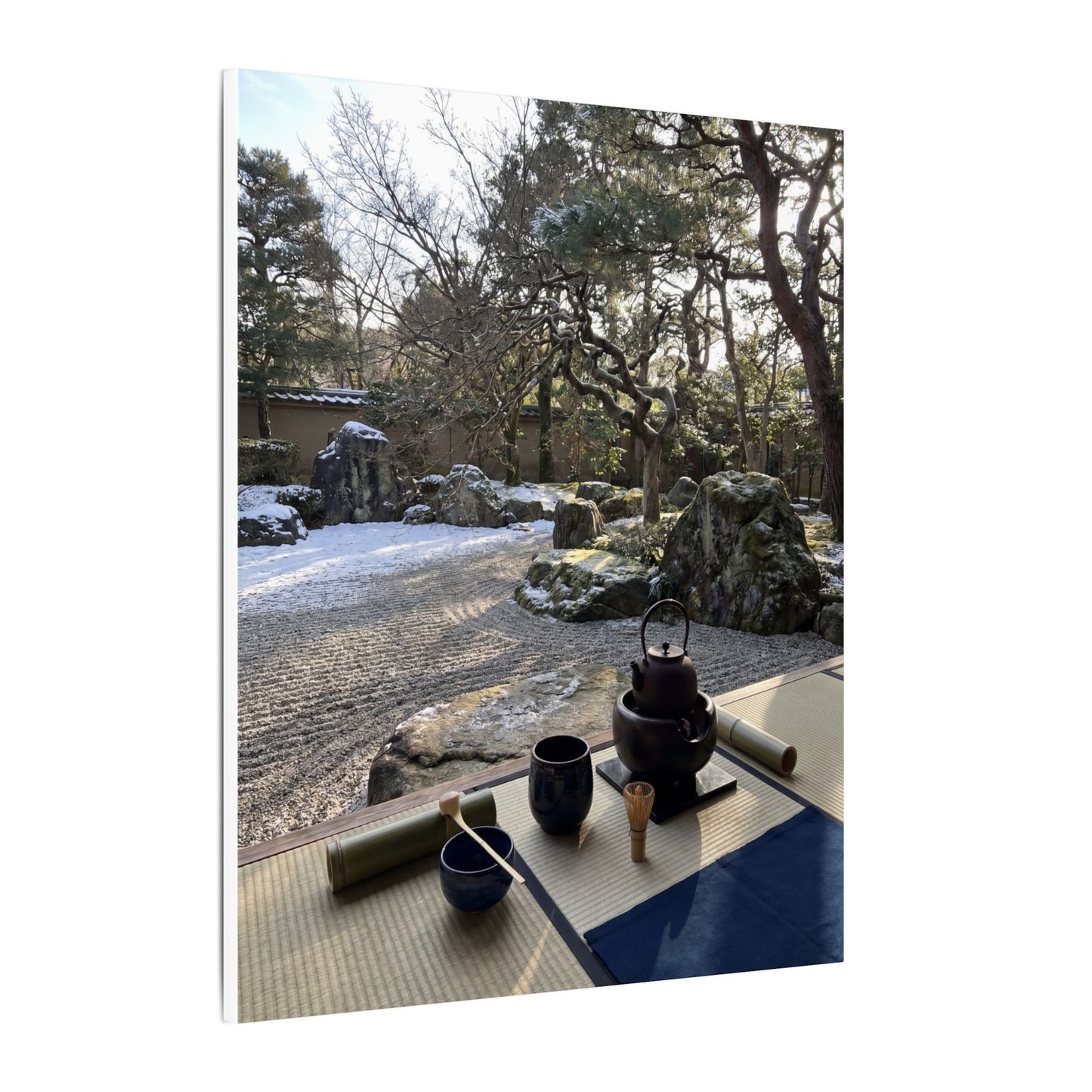 Winter Tea Ceremony Karesansui Canvas Art | Serene Decor
