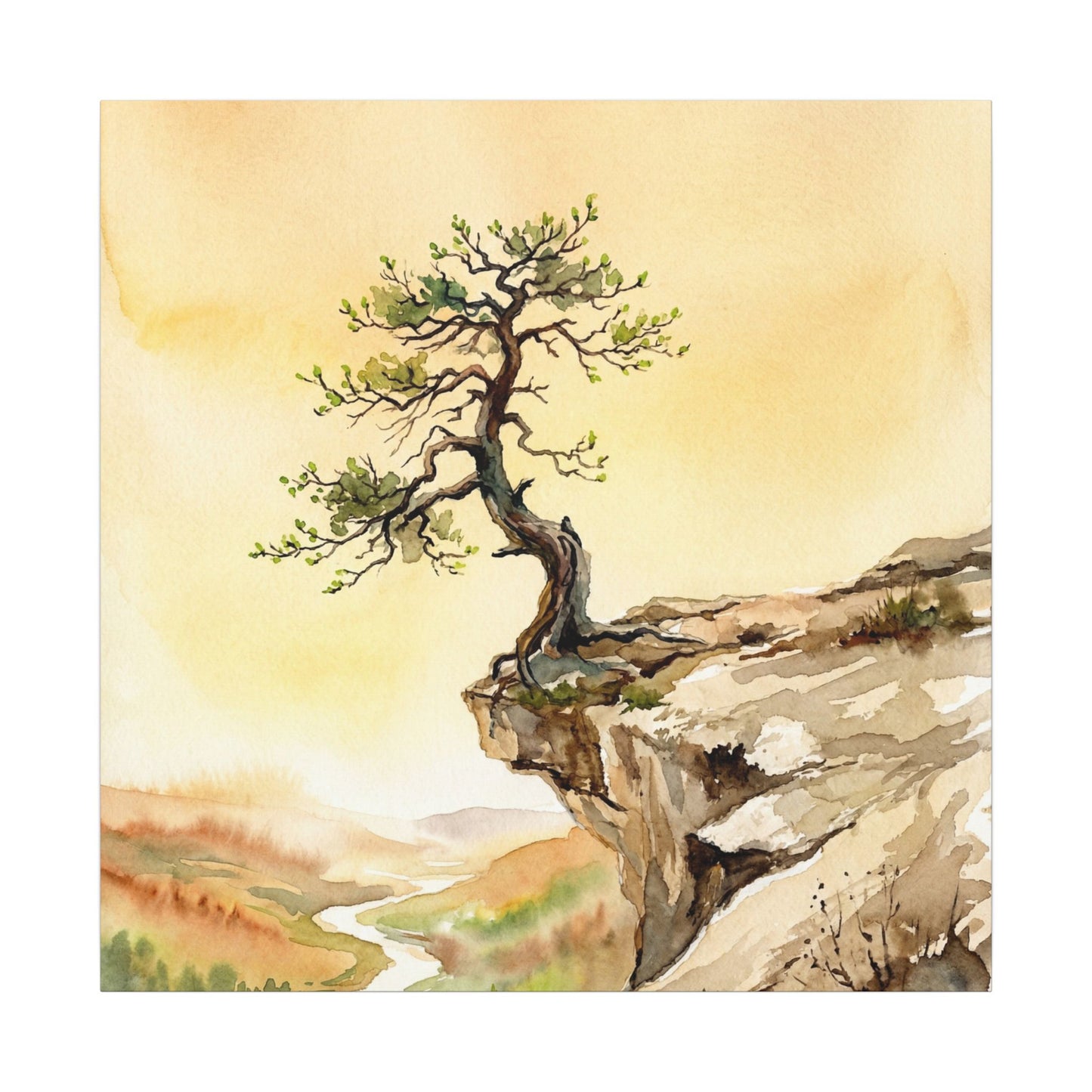 Golden Hour Pine Tree Canvas Art - Japandi Fukinsei
