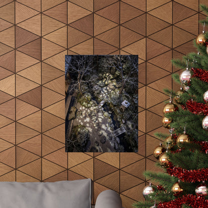 Moonlit Garden Wall Art Print | Winter Japandi Japanese Pattern Art