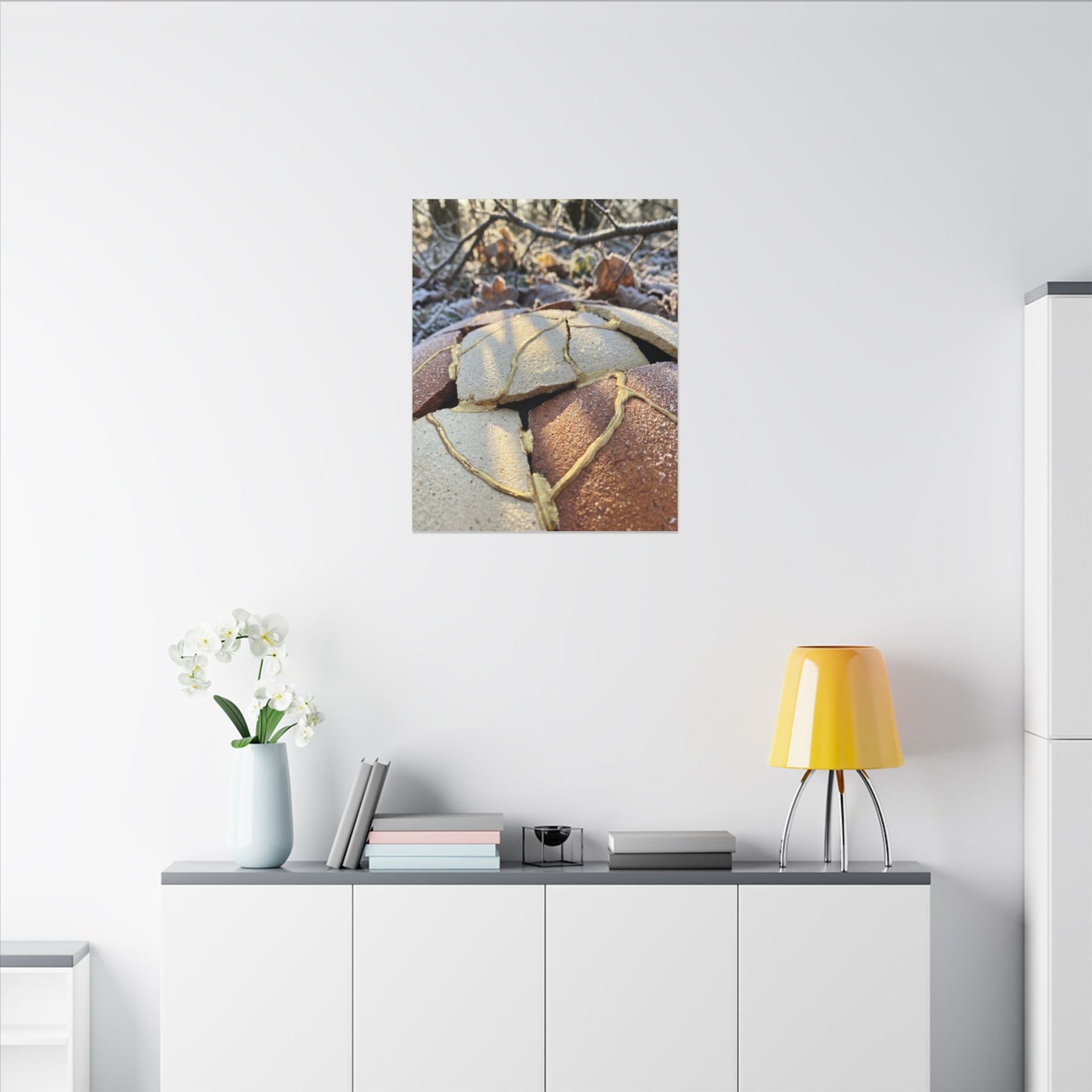 Broken Pottery Crackle Gold Canvas Art | Healing Kintsugi Art