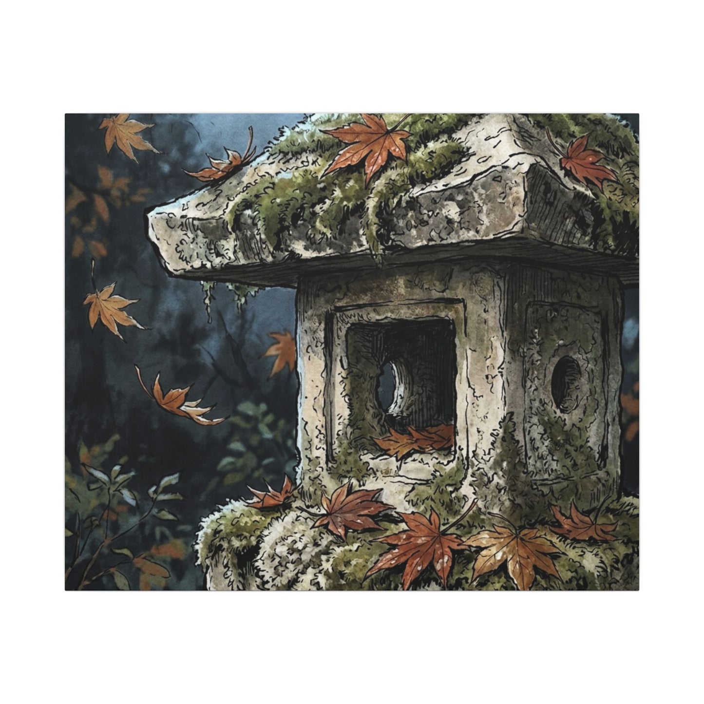 Shibui Stone Lantern Canvas Art - Japandi Minimal Line