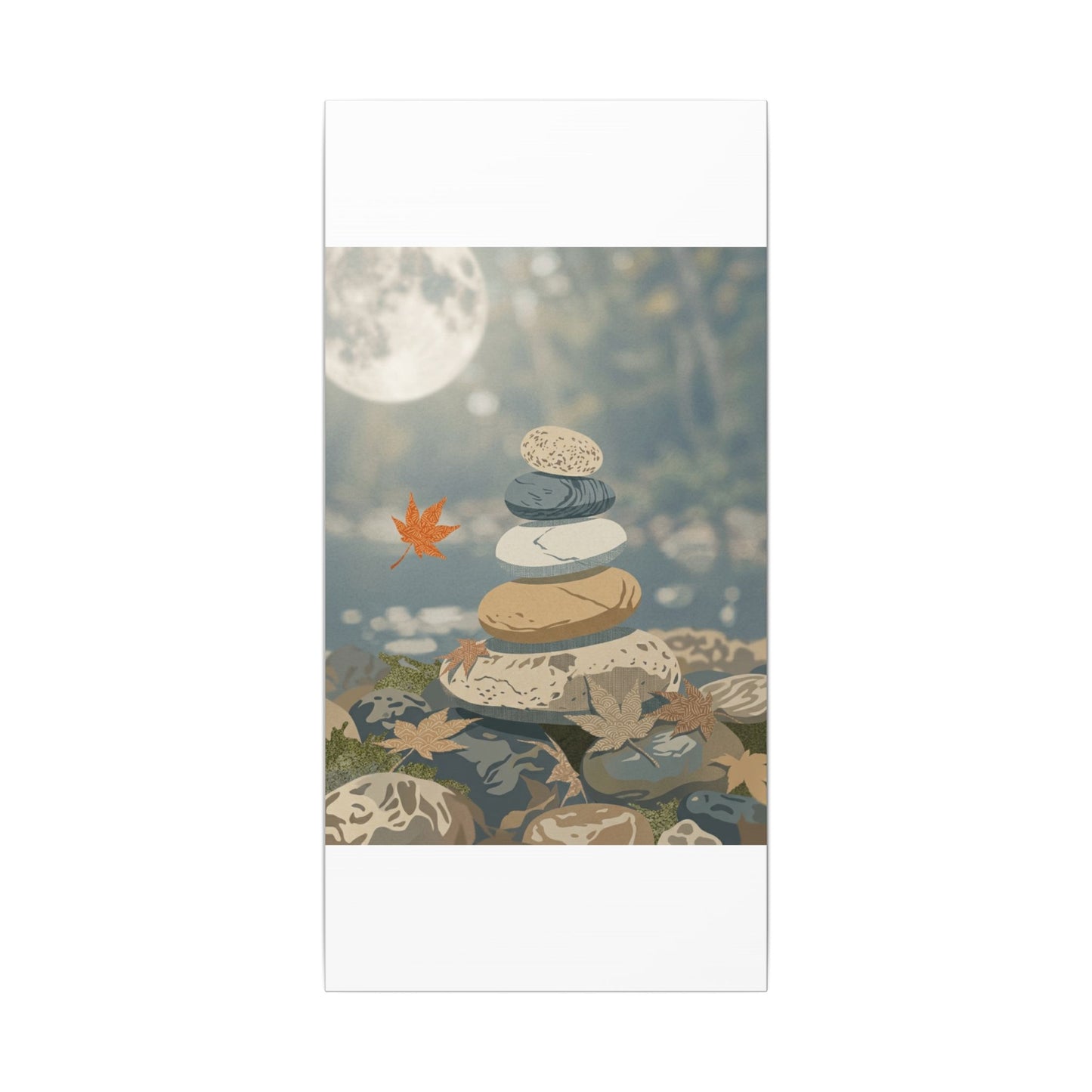 Warm River Stones Canvas Art - Japanese Pattern Japandi