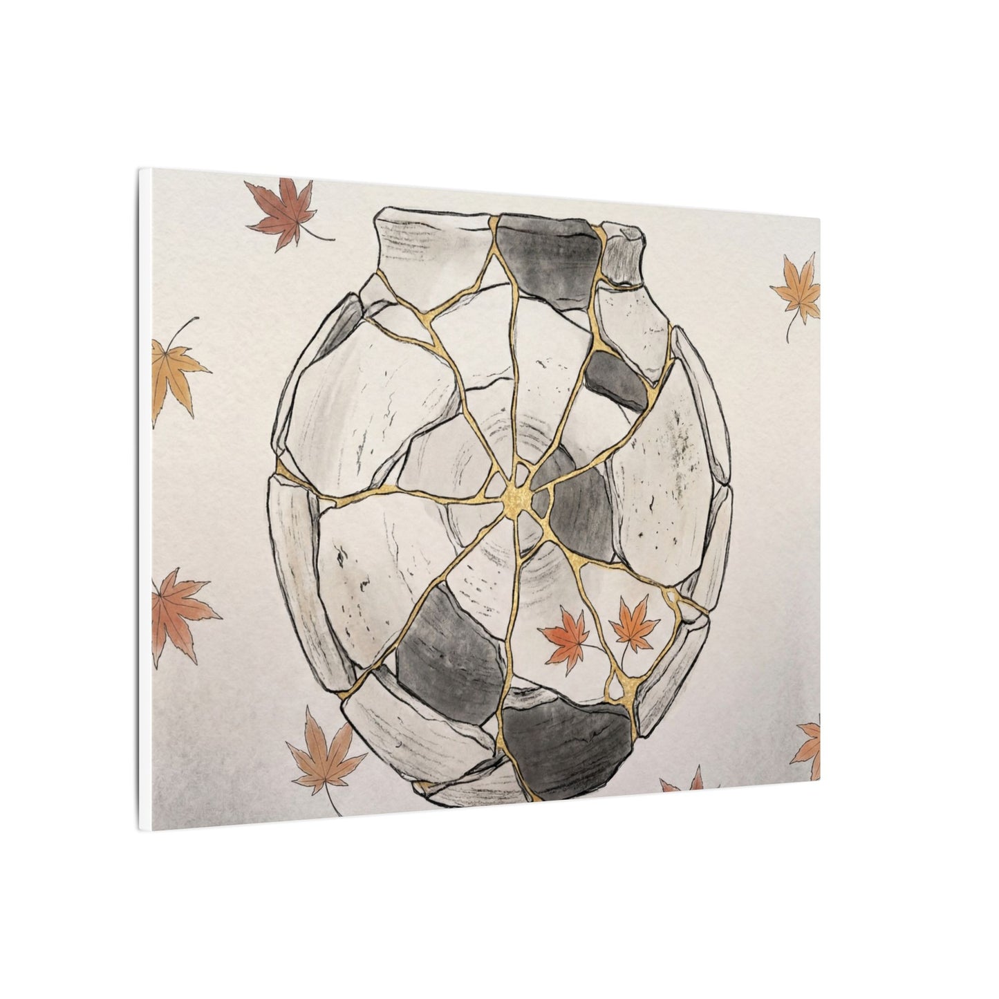 Japandi Broken Pottery in Dawn | Minimal Line Canvas Art